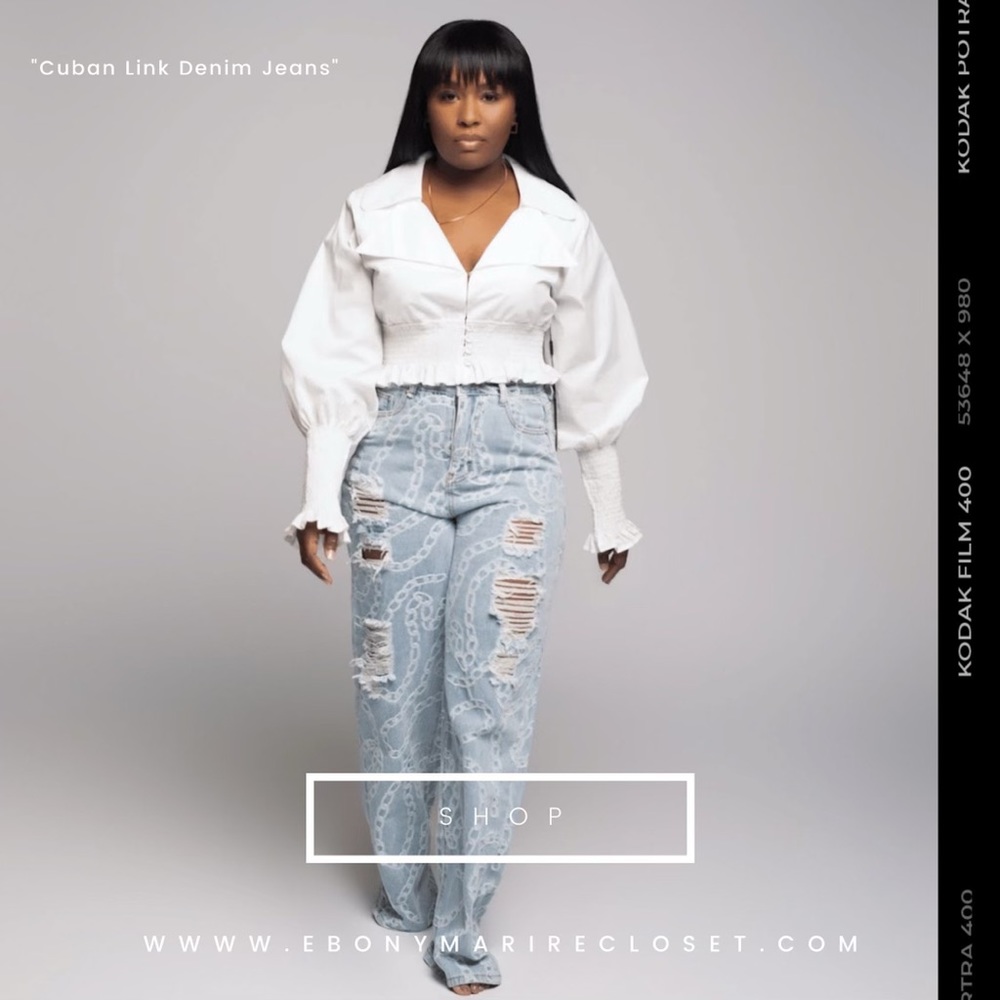 Womens Cuban link premium jeans